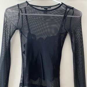 Black mesh top